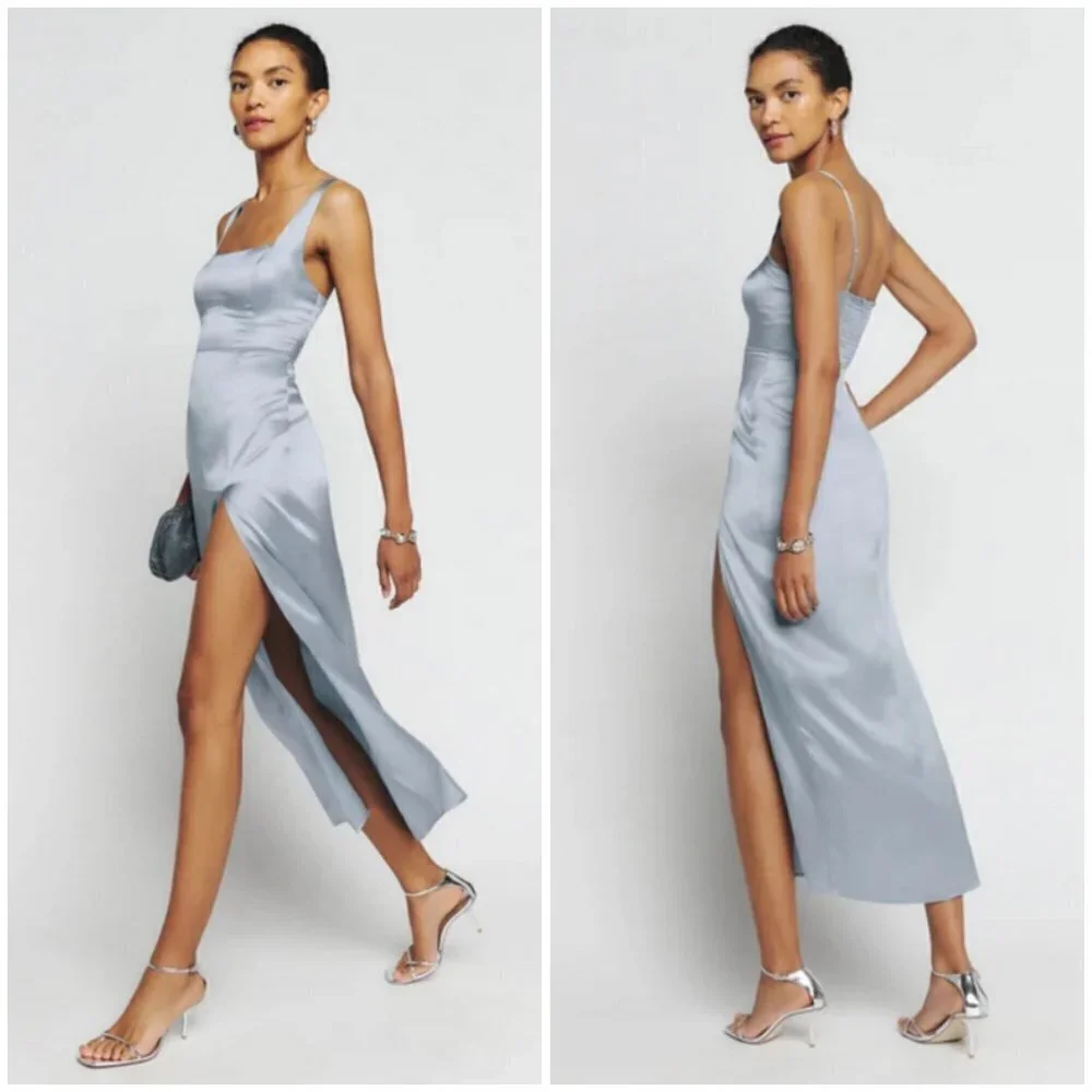 💕REFORMATION💕 Solay Silk Dress ~ Mineral 6 NWT